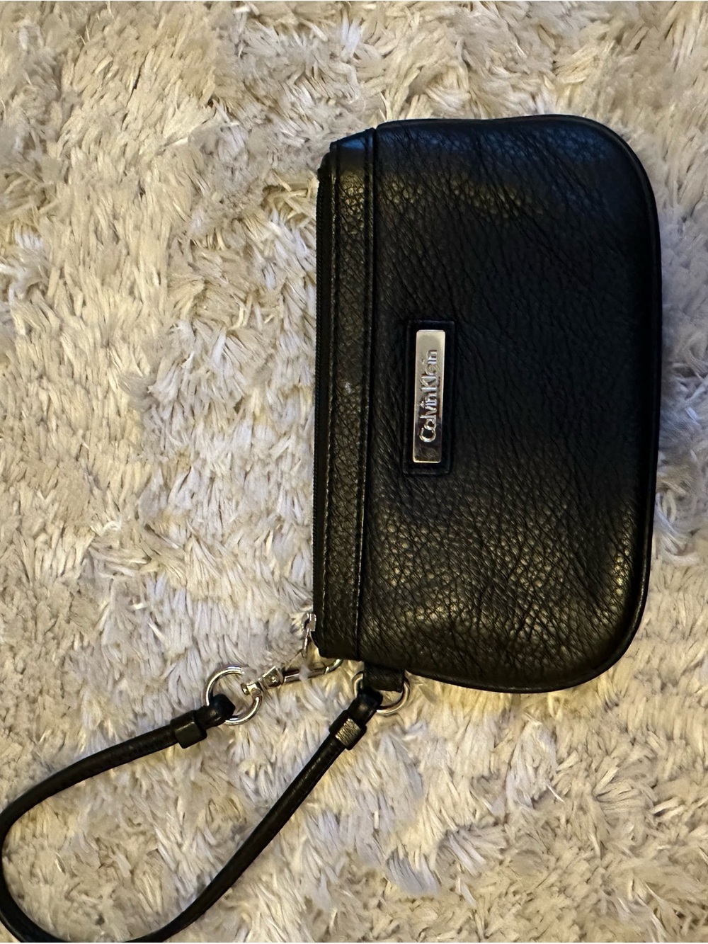 Calvin Klein Black Leather Wristlet